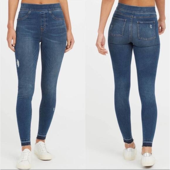 SPANX Pants - Spanx Distressed Denim Leggings Medium Wash